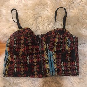 Bra cropped top zip tank African print festival L